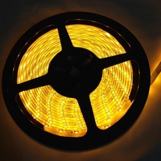 Светодиодная  влагозащищенная лента, 3528-YELLOW ,60LEDs/M,4.8W/m,IP65, 12V DC, 5M- бобина